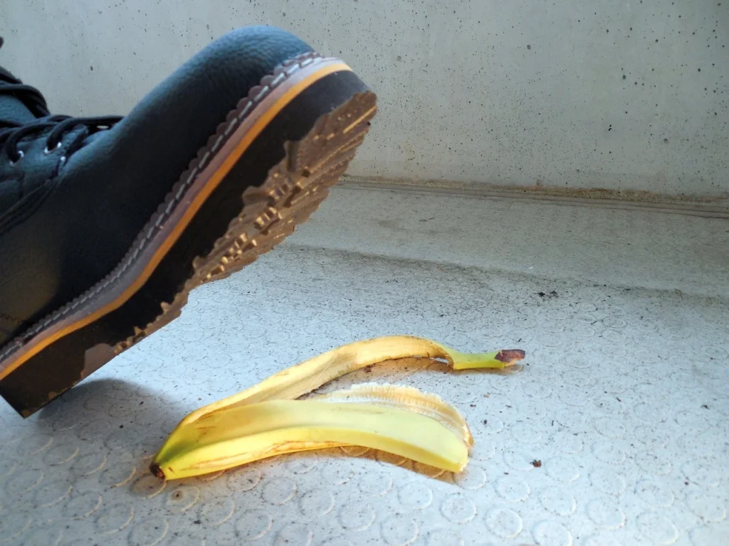 person slipping on a banana