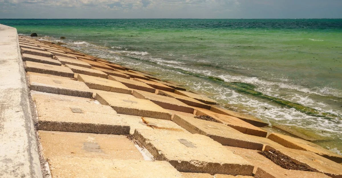 Rock revetment seawalls