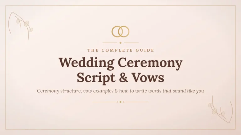 Elegant wedding ceremony script and vows guide featured image with interlocking rings