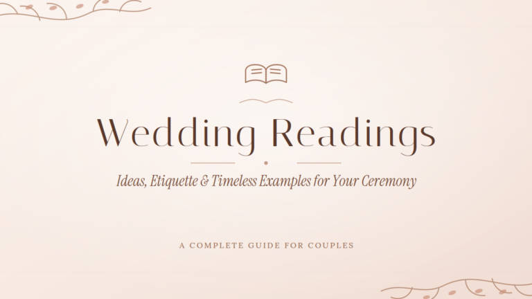 Elegant wedding readings guide cover image with botanical line art and title "Wedding Readings"