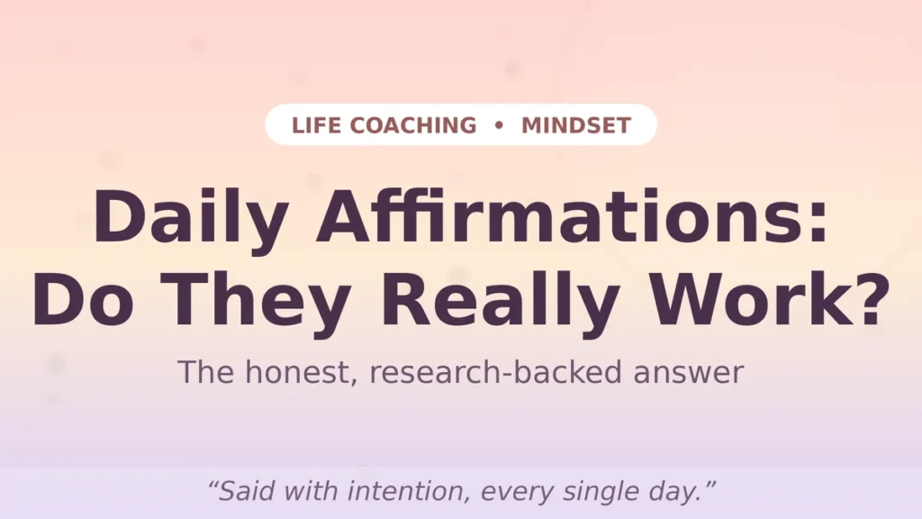 Daily affirmations concept image with calming pastel background representing mindset and self-talk practice