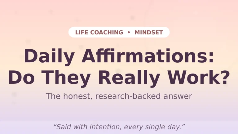 Daily affirmations concept image with calming pastel background representing mindset and self-talk practice