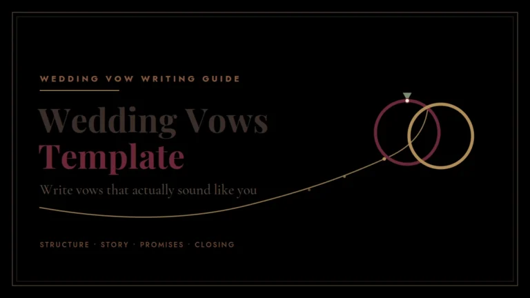 Wedding vows template guide featured image with elegant rings illustration